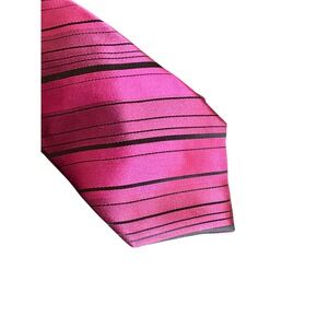 City of London Men's Tie Pink Black‎ Diagonal Stripe 100% Silk 61x3.75" Business